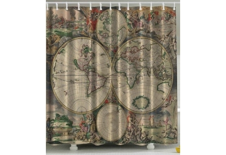 Vintage  World Map Shower Curtain 