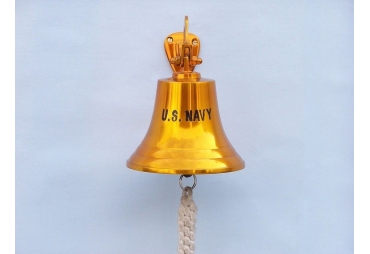 Solid Brass US Navy Ship's Bell 9"