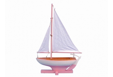 Wooden Pink Sunset Sailer Model Sailboat Decoration 17"