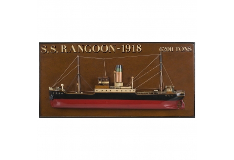 1918 Tramp Steamer Rangoon Half Hull Model