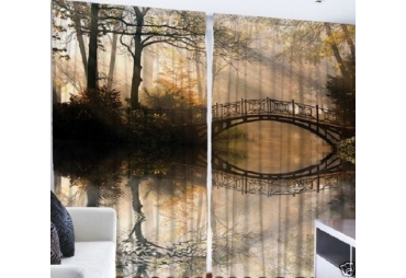 Bridge Over the Creek Curtain Panel Set of 2