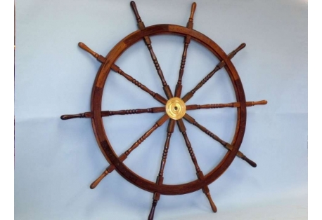 Wood With  Brass Cap Ship Wheel 72"