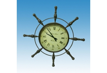 Metal Ship Wheel Clock 39"