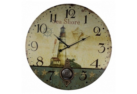 Clock 23" Wooden Vintage Lighthouse Sea Shore