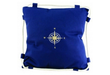 Navy Blue Compass Pillow 15"