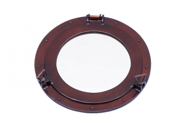 Deluxe Class Antique Copper Porthole Mirror 15"