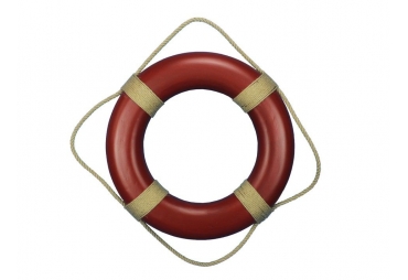 Wooden Red Life Ring Wall Plaque 20"